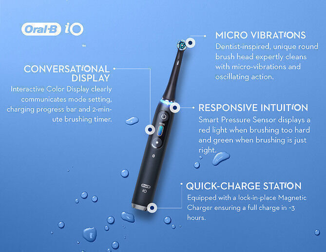 Oral-B iO Series 8N Ηλεκτρική Οδοντόβουρτσα με Χρονομετρητή, Αισθητήρα Πίεσης και Θήκη Ταξιδίου Black Onyx