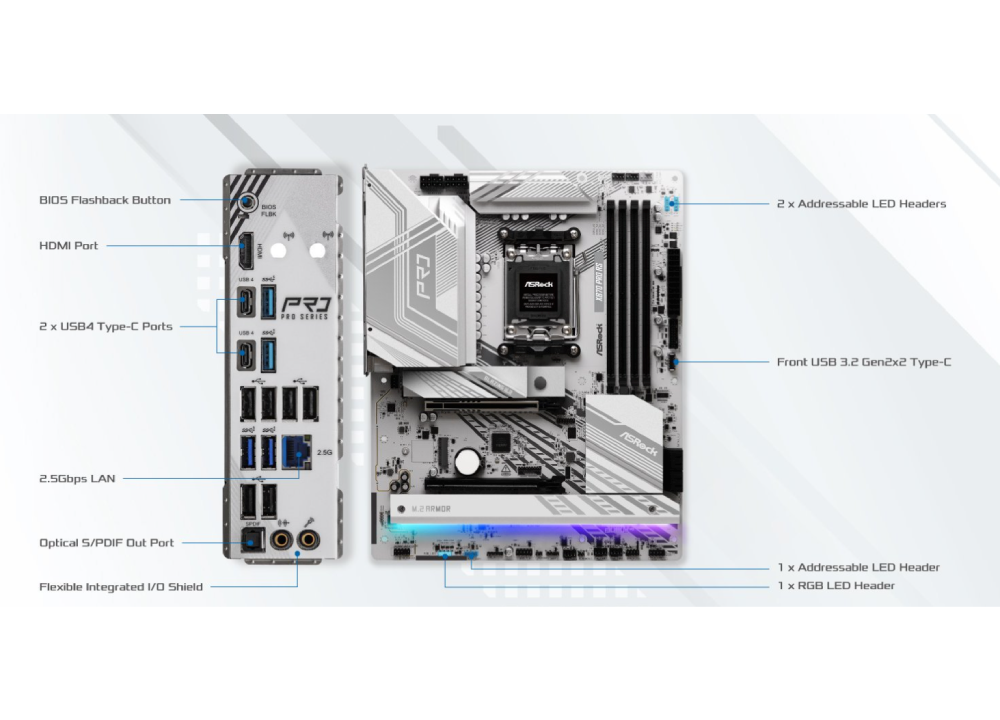 ASRock X870 Pro RS WiFi Motherboard ATX με AMD AM5 Socket 90-MXBQ00-A0UAYZ