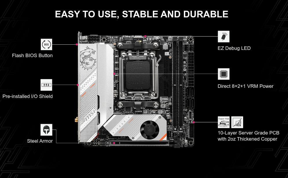MSI MPG B650I EDGE WIFI Motherboard Mini ITX με AMD AM5 Socket 7D73-001R