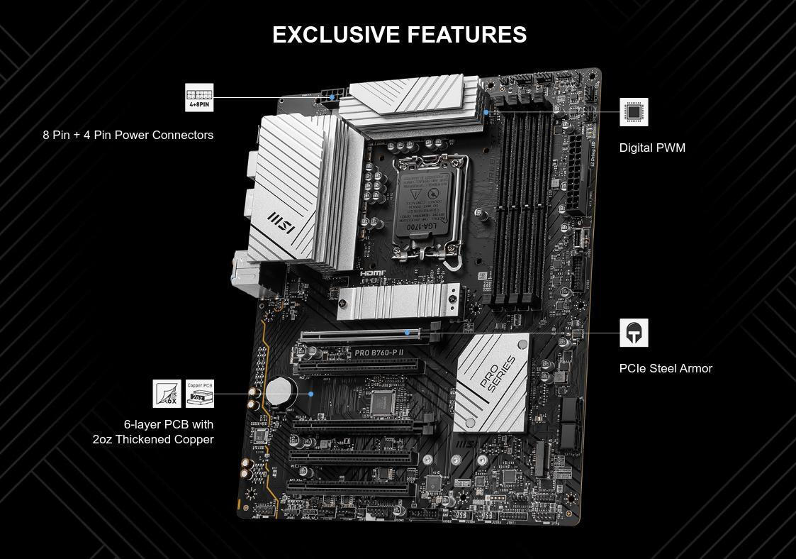 MSI PRO B760-P II Motherboard ATX με Intel 1700 Socket 7E29-002R