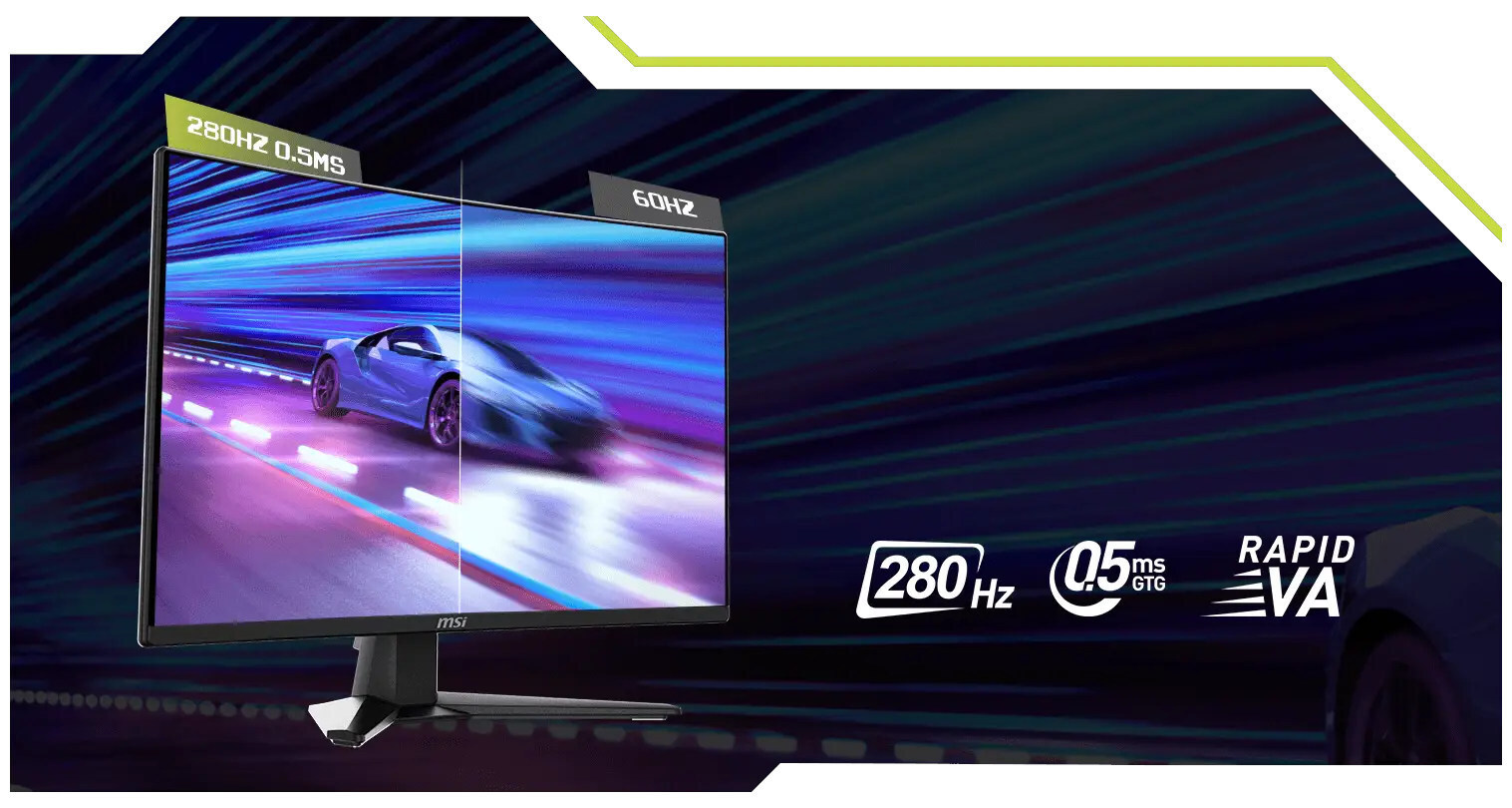 Ρυθμός ανανέωσης 280Hz & χρόνος απόκρισης 0.5 (GTG)
