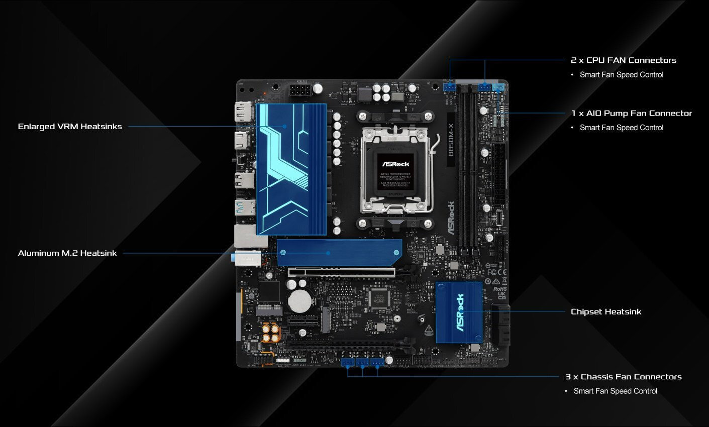 ASRock B850M-X rev. 2.0 Motherboard Micro ATX με AMD AM5 Socket 90-MXBSG0-A0UAYZ