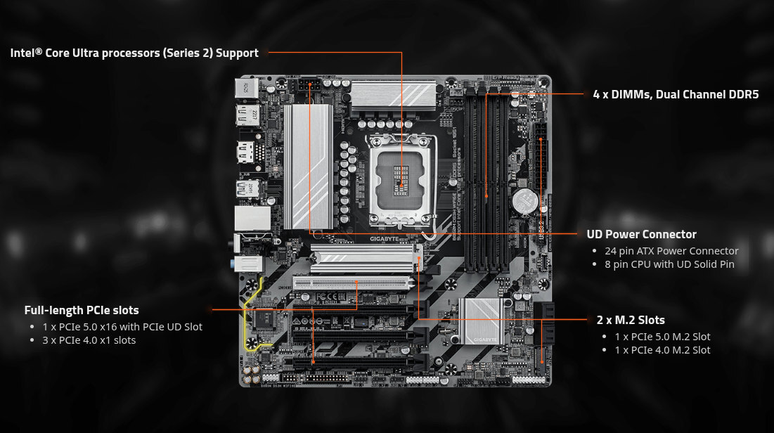 Gigabyte B860M DS3H WIFI6E Motherboard Micro ATX με Intel 1851 Socket