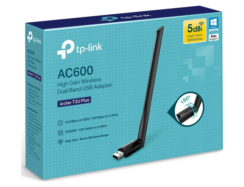 TP-LINK Archer T2U Plus Αντάπτορας Δικτύου USB με Ασύρματη Σύνδεση Wi-Fi 200Mbps (Πρότυπο v1)