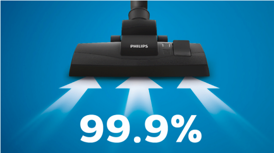 Αποτελεσματική απορρόφηση σκόνης 99,9%