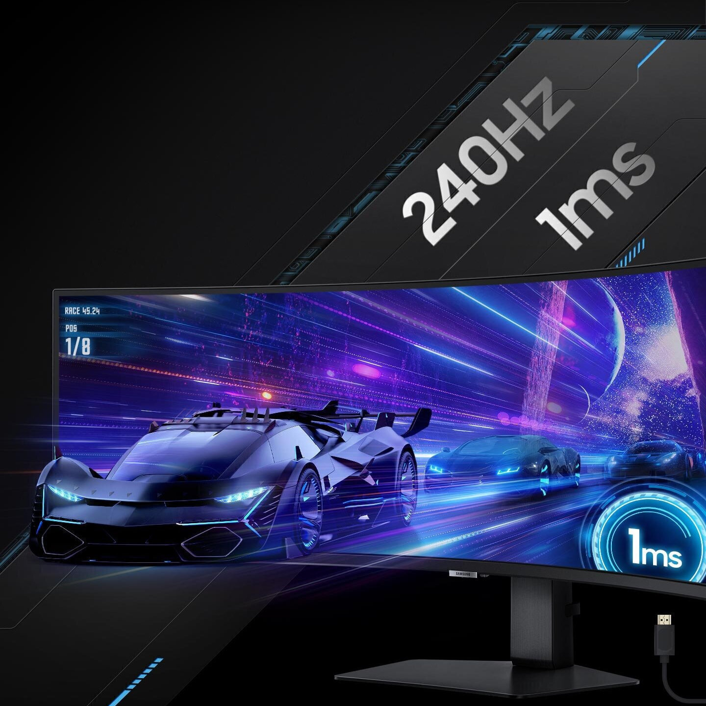 Γρήγορος ρυθμός ανανέωσης 240Hz και εξαιρετικά γρήγορος χρόνος απόκρισης 1ms